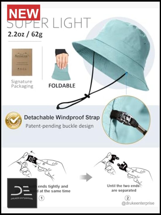 Water-Resistant Bucket Hat UPF 50+ Boonie Sun Hat Foldable Fishing Safari Hat